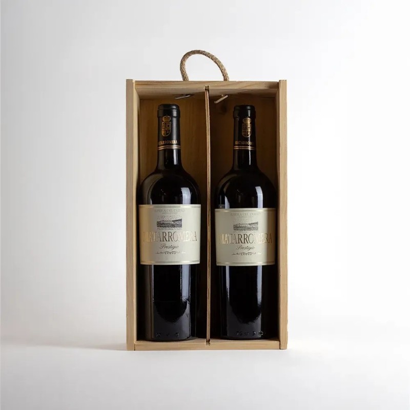 Matarromera Prestigio caja de madera de dos botellas